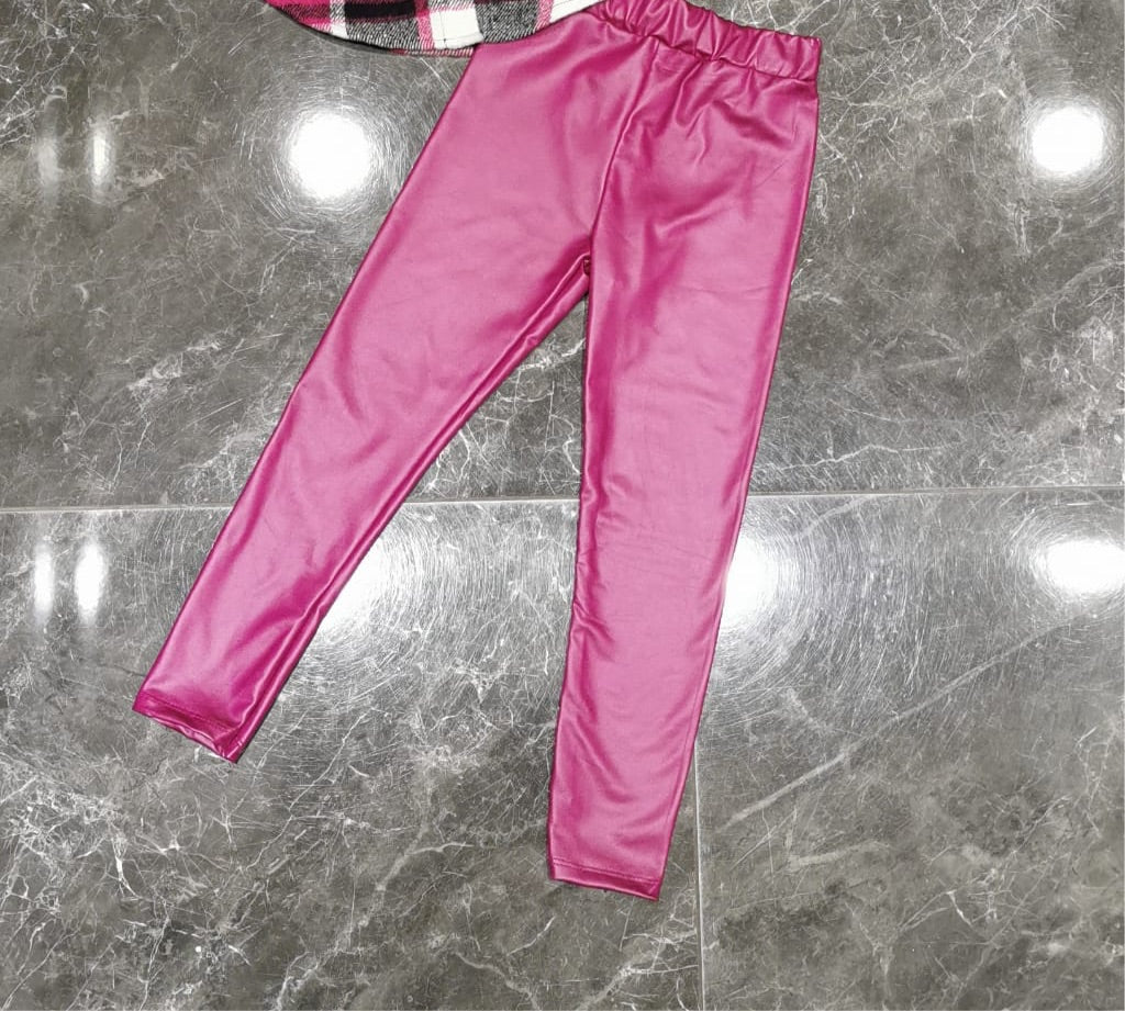 Legging  leatherlook | Roze ( verzenddatum 10/10 )