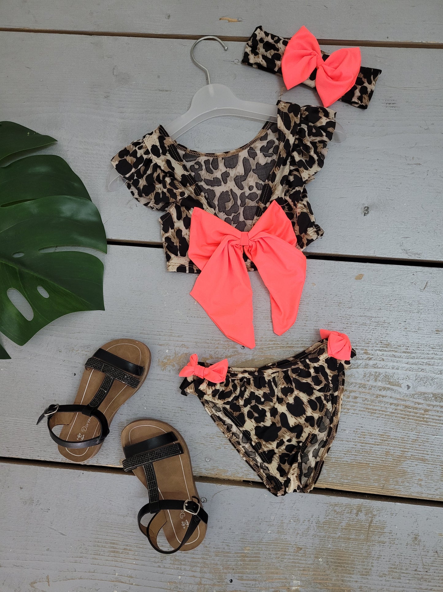 Leopard bikini met strik | Coral