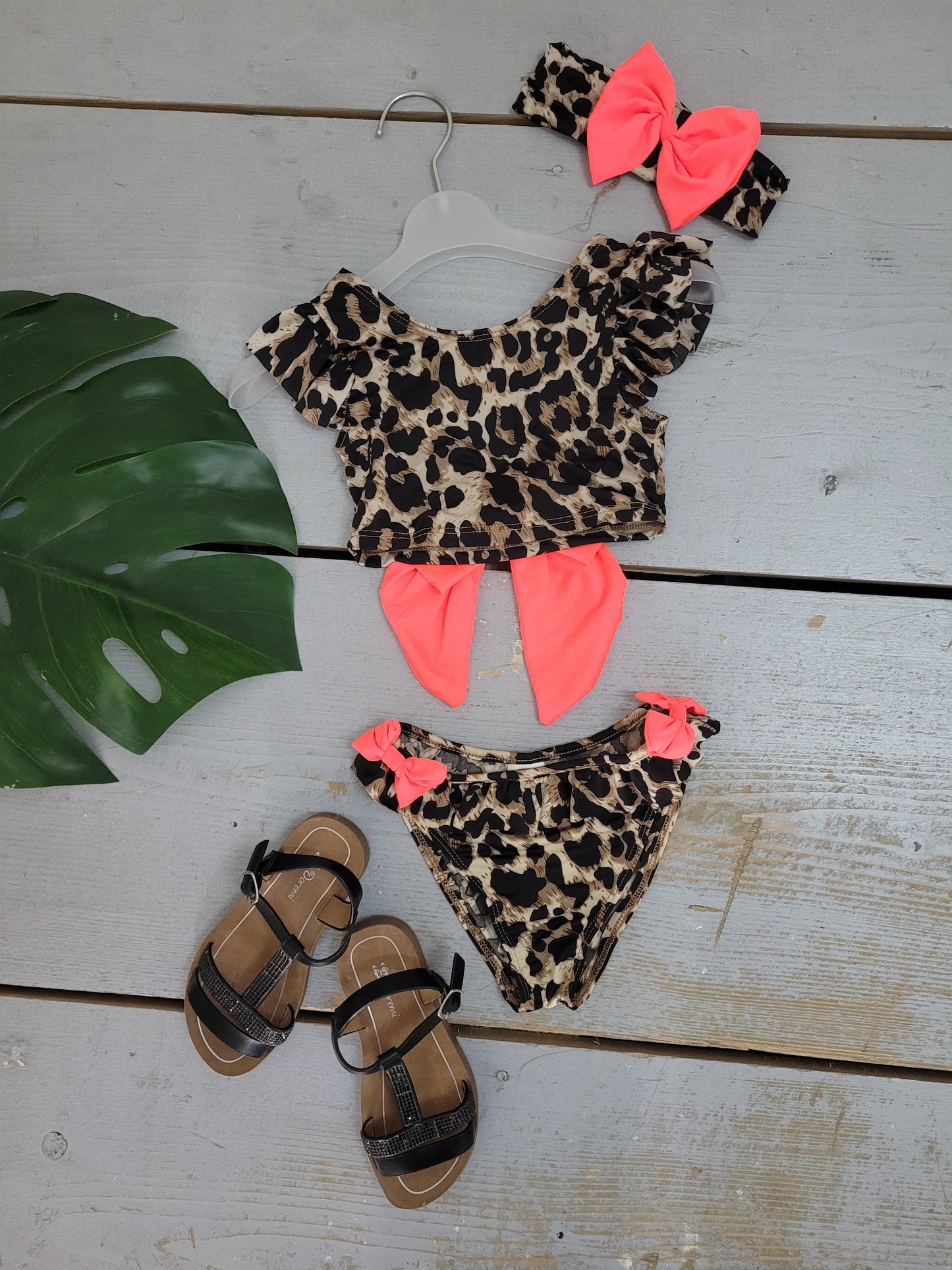 Leopard bikini met strik | Coral