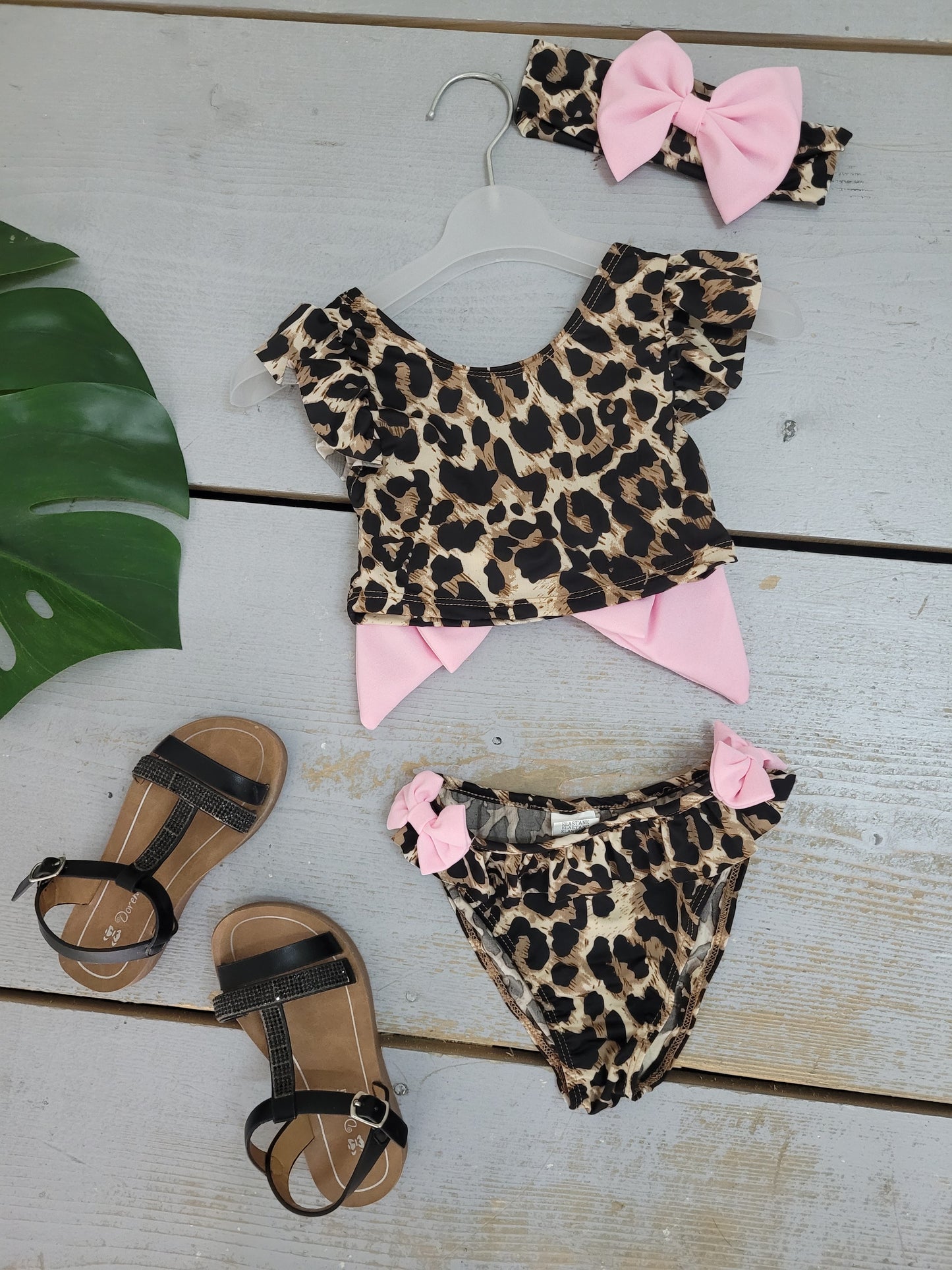 Leopard bikini met strik | Roze