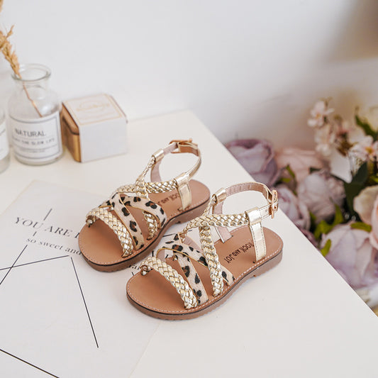 Djenna leopard sandaal | Goud