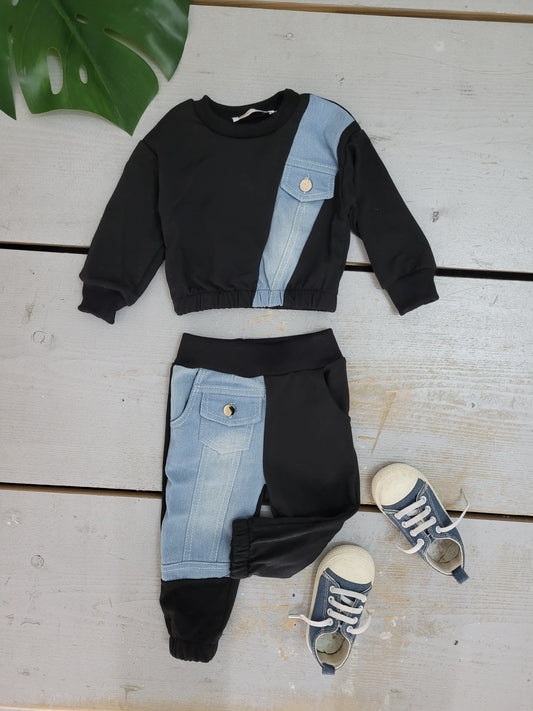 Denim set | Zwart