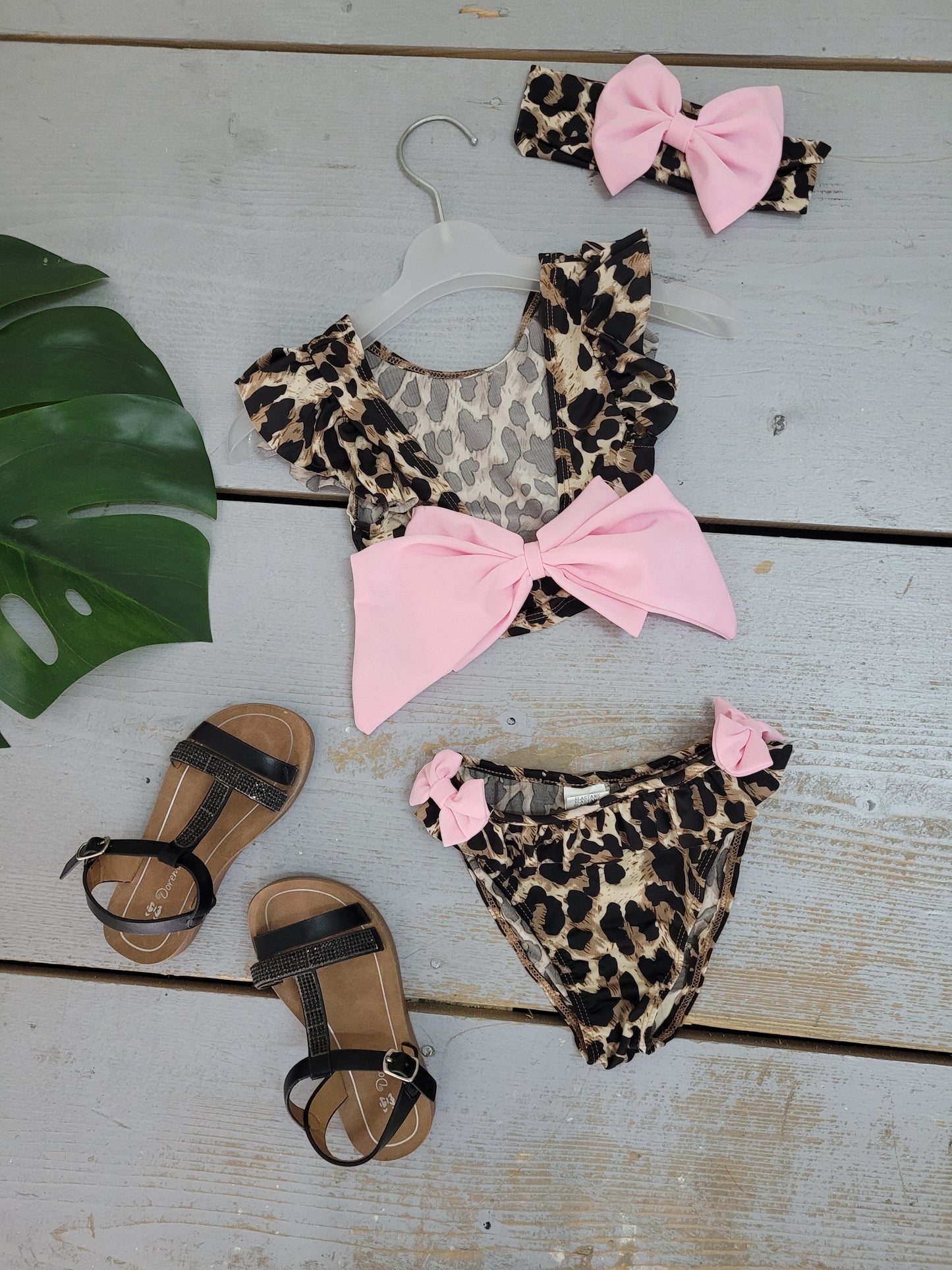 Leopard bikini met strik | Roze